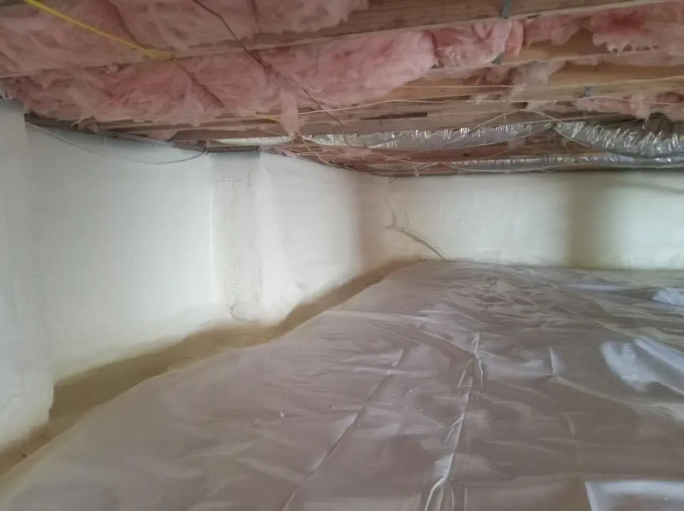 Crawl space encapsulation with closed-cell spray foam for Spray Foam Roofing in New Garden
